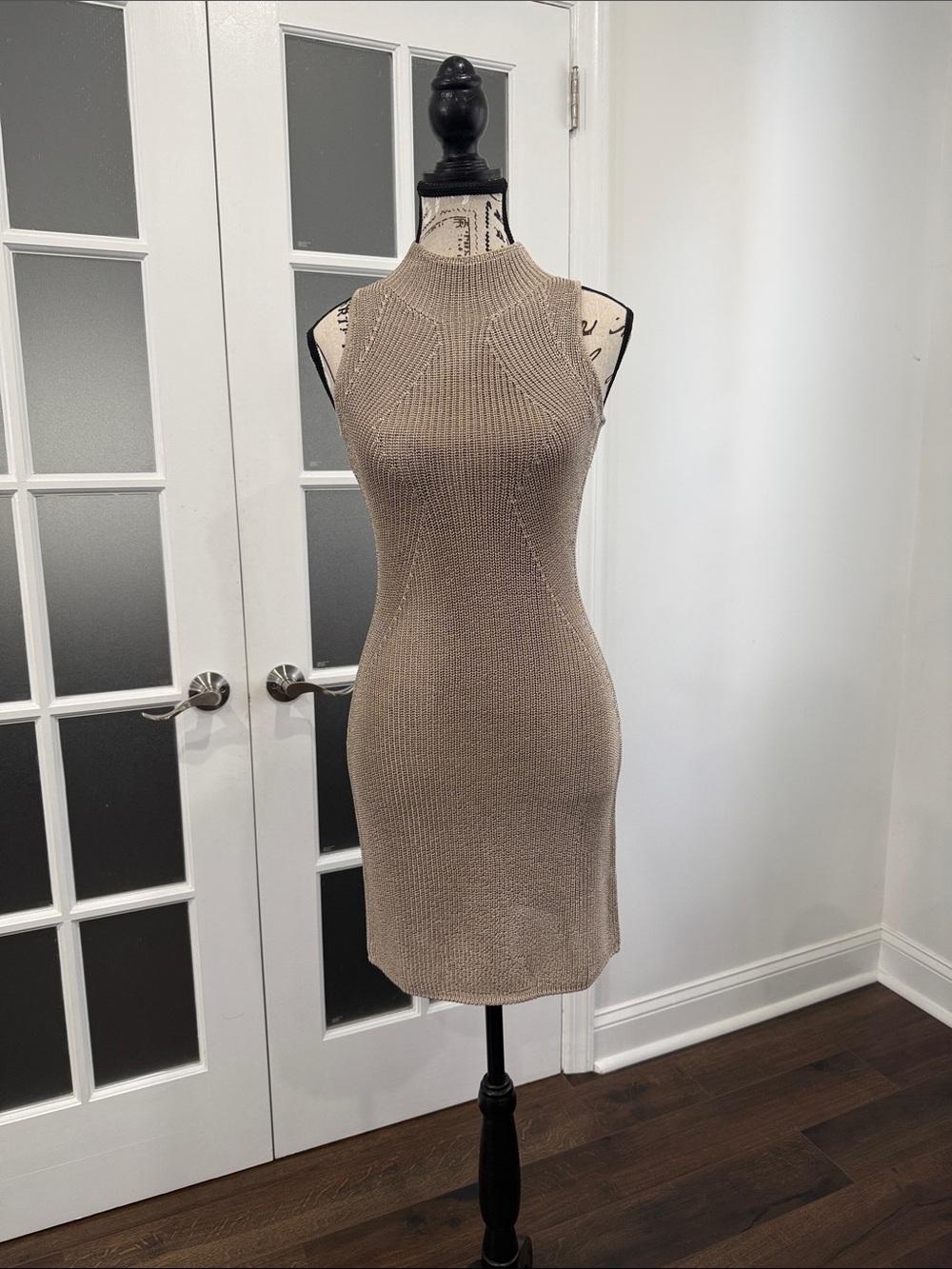 Banana Republic Sleeveless Ribbed Mini Dress in Taupe